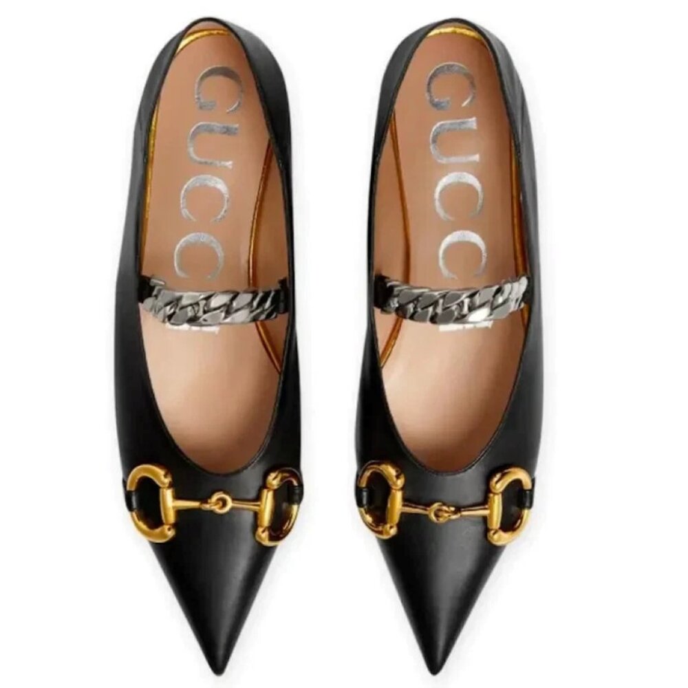 NWT Gucci Horsebit Flat Shoes in Black, size 37.5